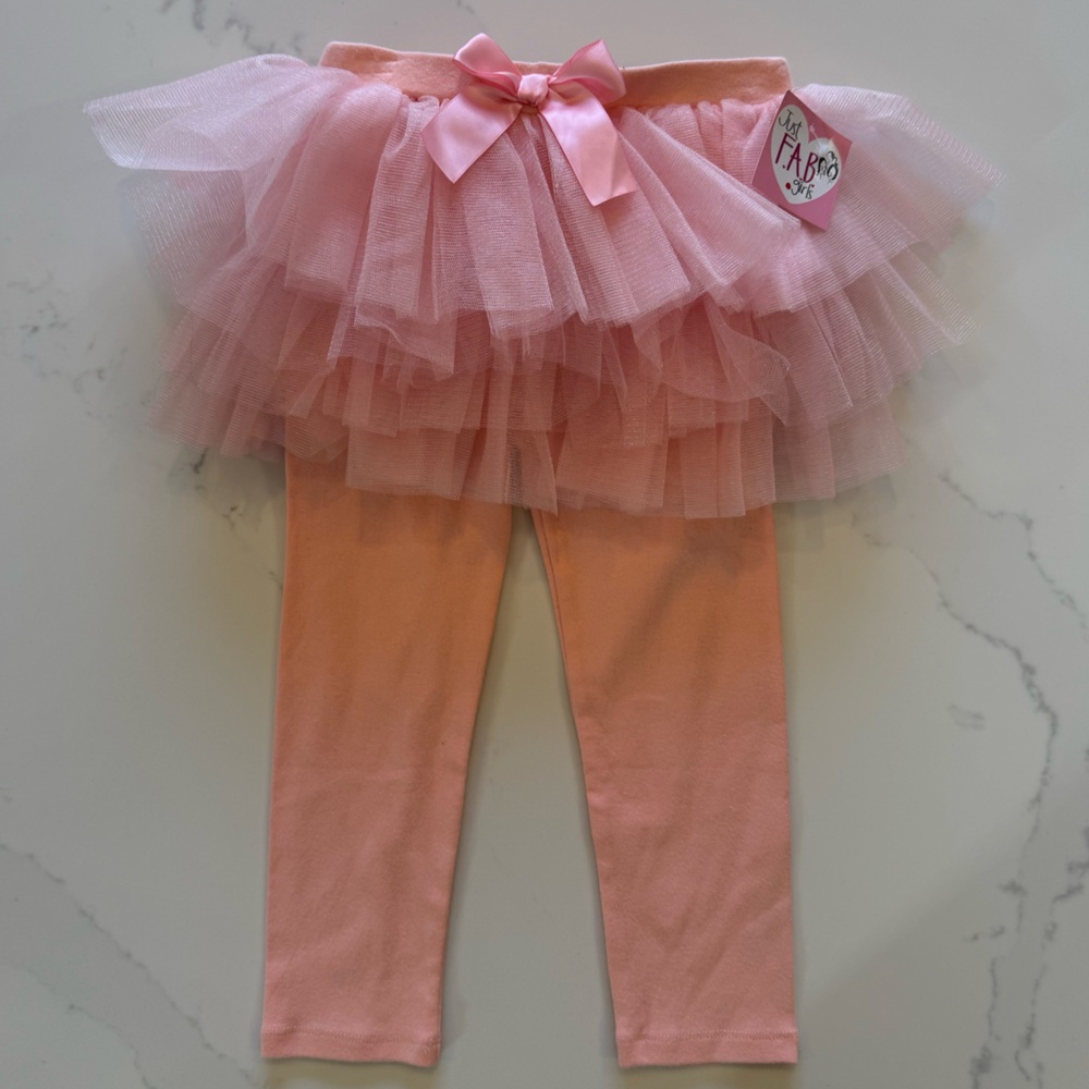 JustFab Girls Pink Tutu Leggings with Bow